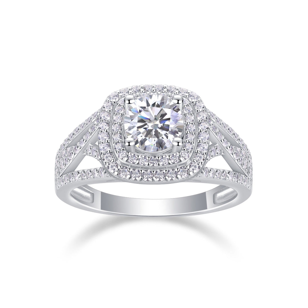 Allure Moissanite Halo Ring in Sterling Silver