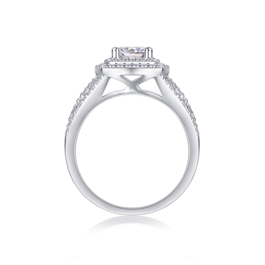 Allure Moissanite Halo Ring in Sterling Silver