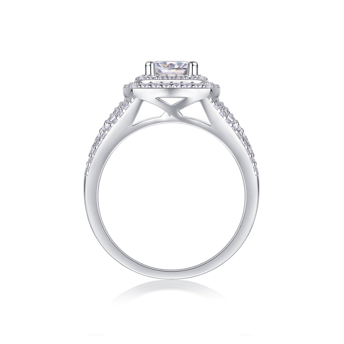 Allure Moissanite Halo Ring in Sterling Silver