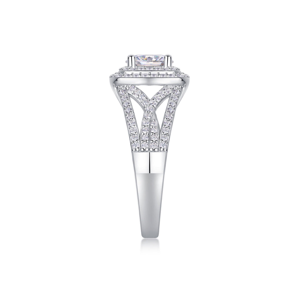 Allure Moissanite Halo Ring in Sterling Silver