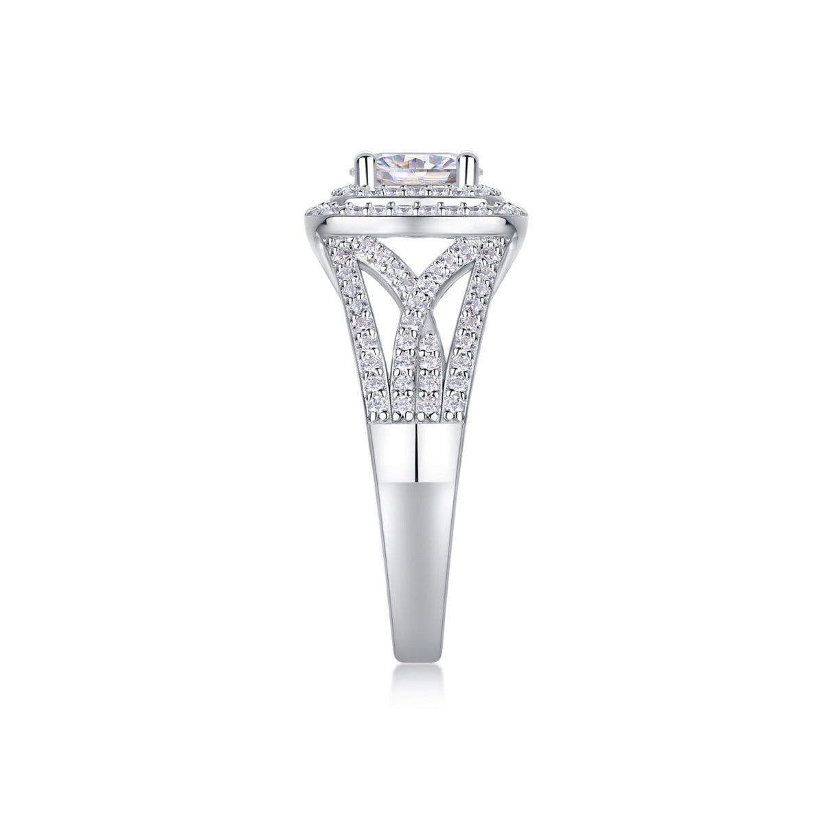 Allure Moissanite Halo Ring in Sterling Silver