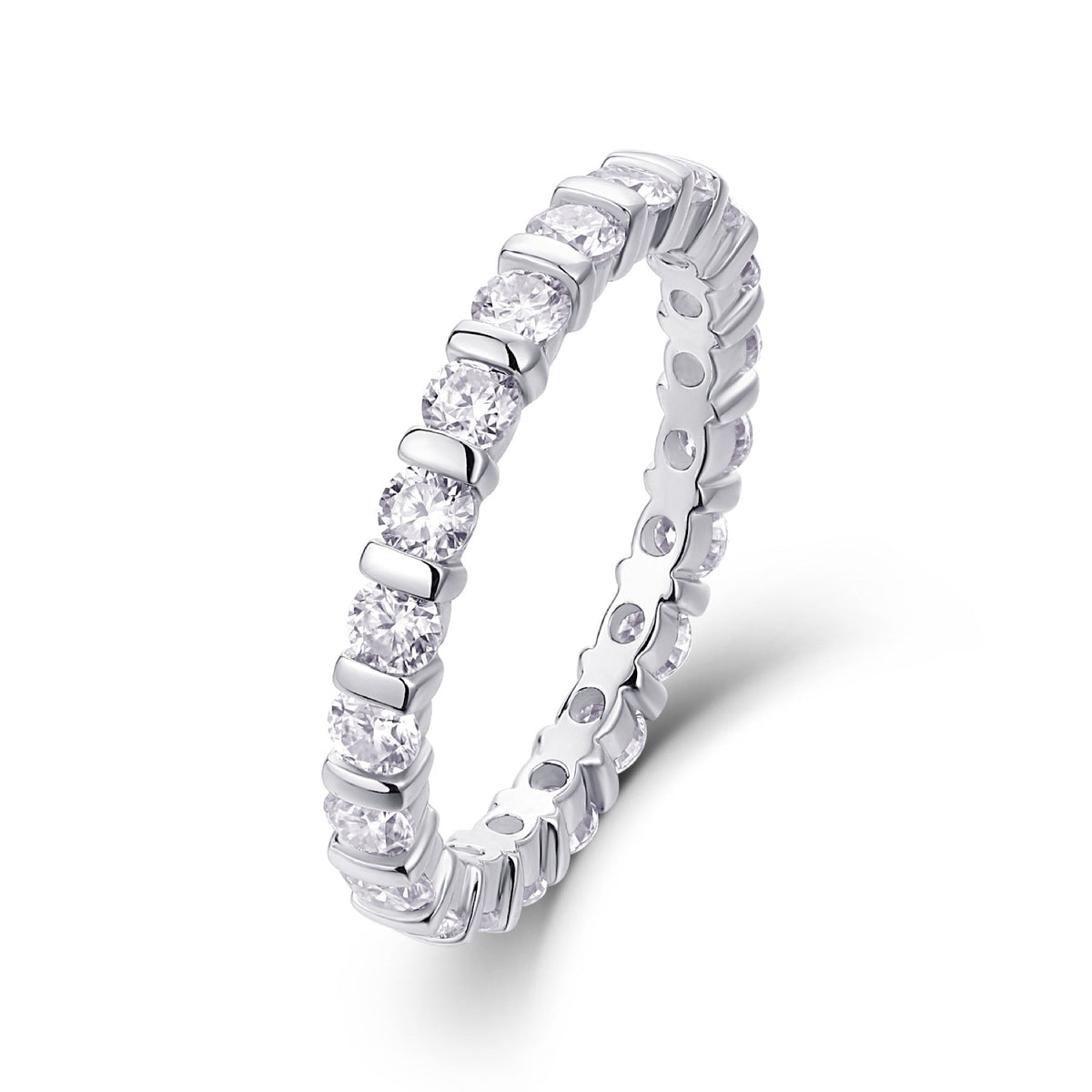 Starlove Moissanite Eternity Band Ring in Sterling Silver