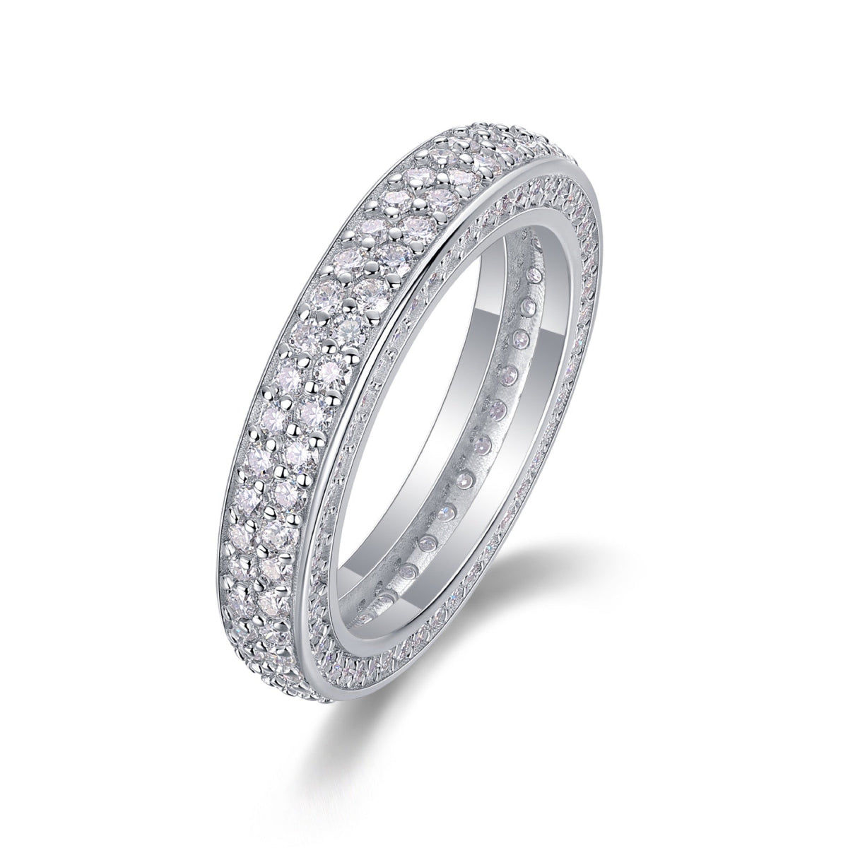 Blaze Moissanite Eternity Band Ring in Sterling Silver