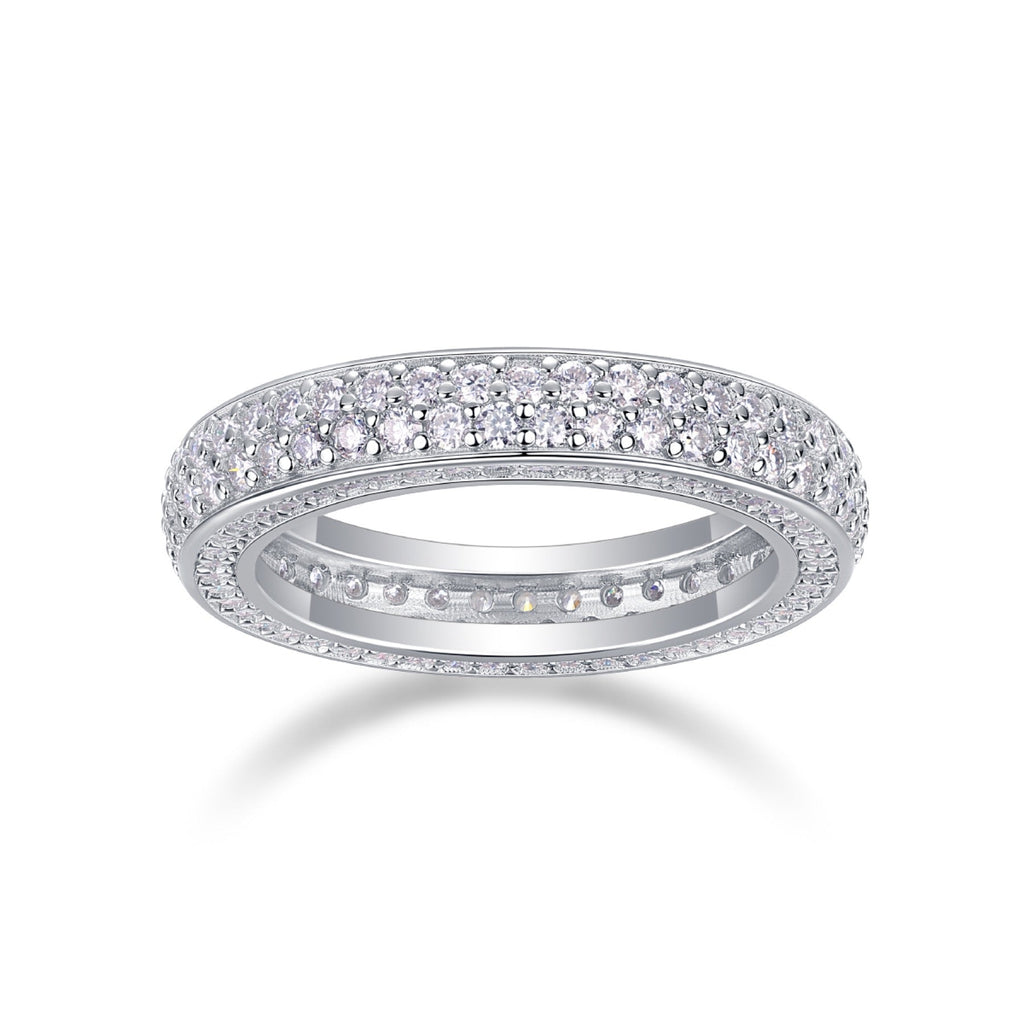 Blaze Moissanite Eternity Band Ring in Sterling Silver