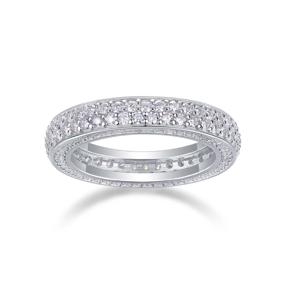 Blaze Moissanite Eternity Band Ring in Sterling Silver