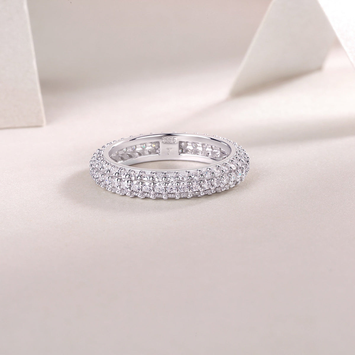 Sands Moissanite Band Ring in Sterling Silver
