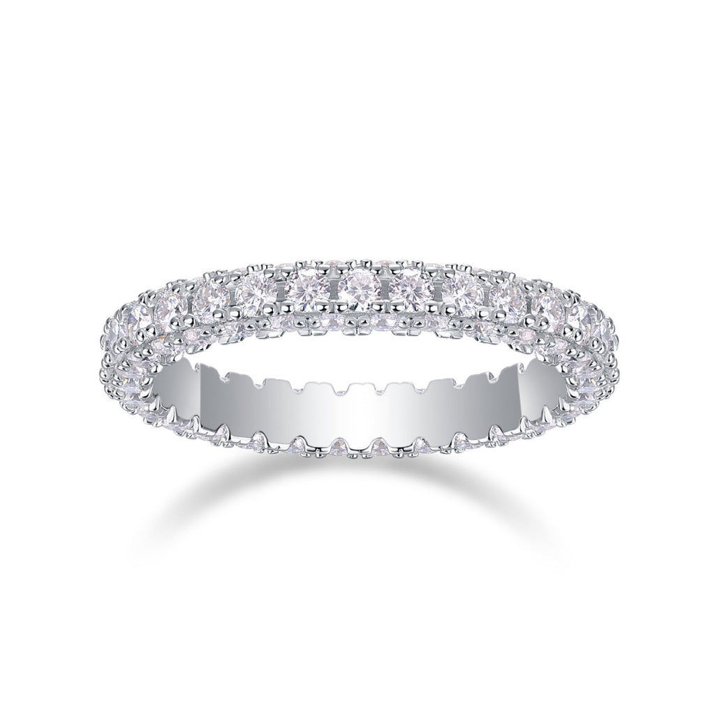 Nightpond Moissanite Eternity Band Ring in Sterling Silver