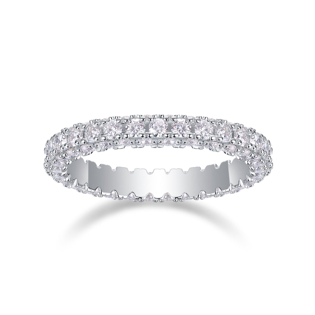 Nightpond Moissanite Eternity Band Ring in Sterling Silver