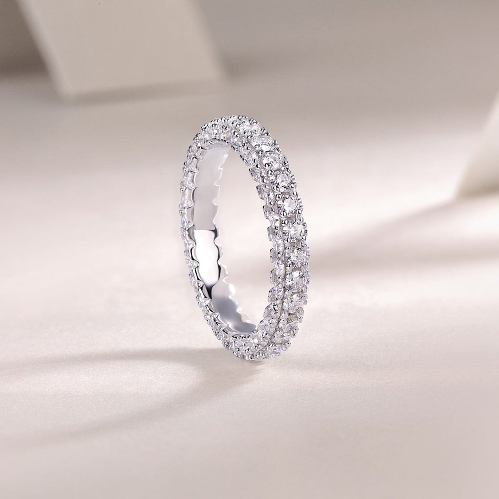 Nightpond Moissanite Eternity Band Ring in Sterling Silver