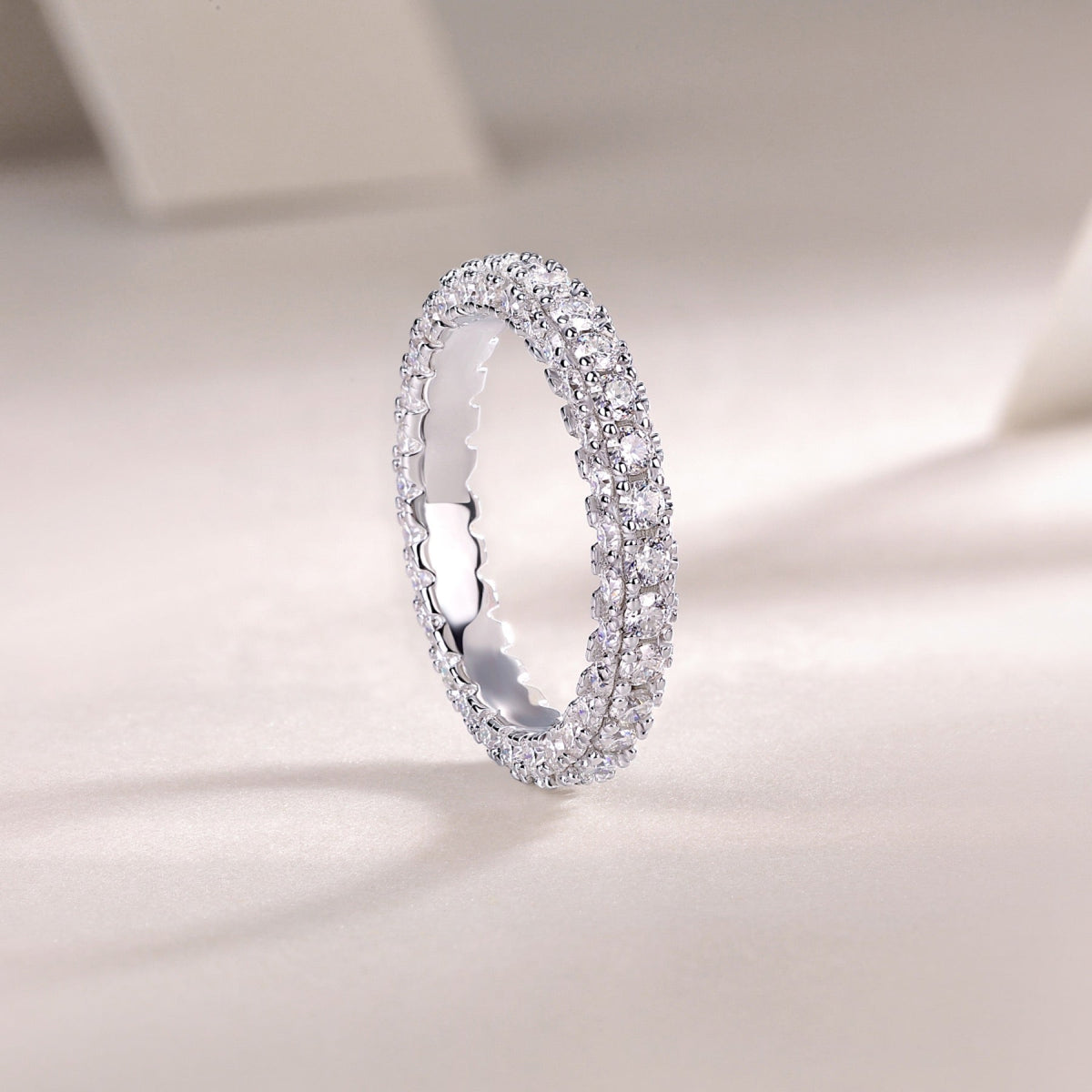Nightpond Moissanite Eternity Band Ring in Sterling Silver