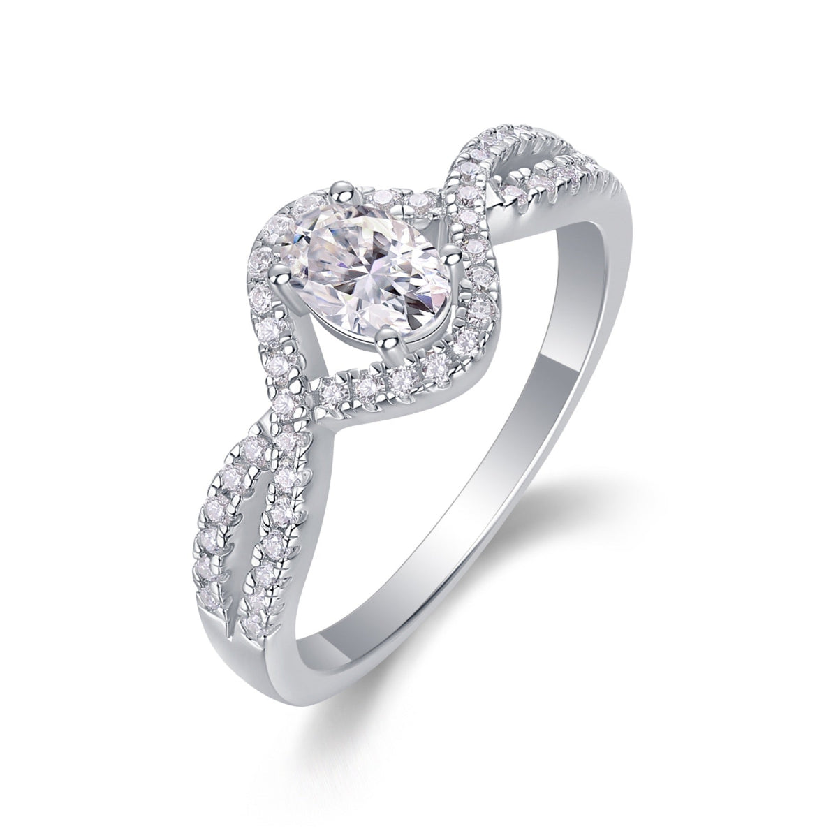 Alice Oval-Cut Moissanite Halo Ring in Sterling Silver