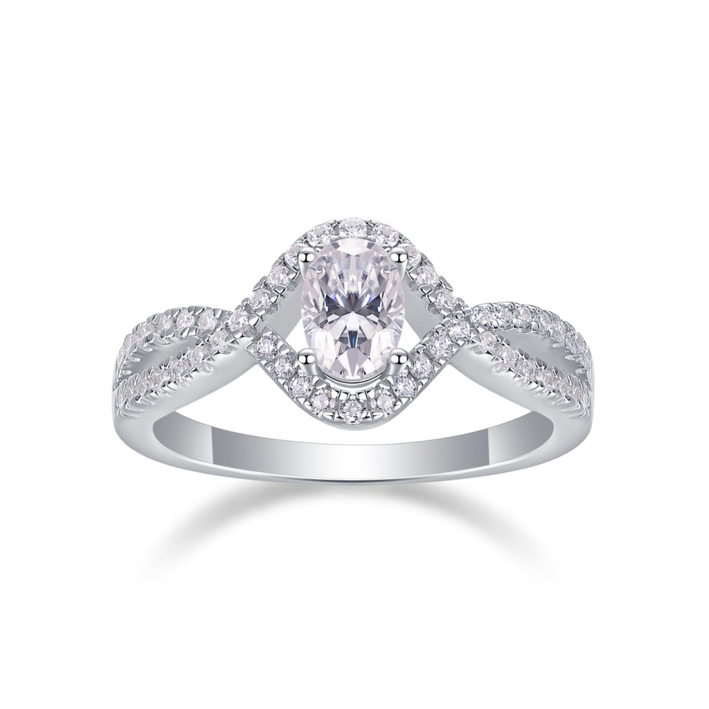 Alice Oval-Cut Moissanite Halo Ring in Sterling Silver