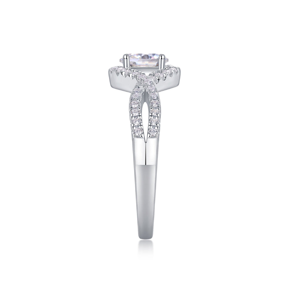 Alice Oval-Cut Moissanite Halo Ring in Sterling Silver