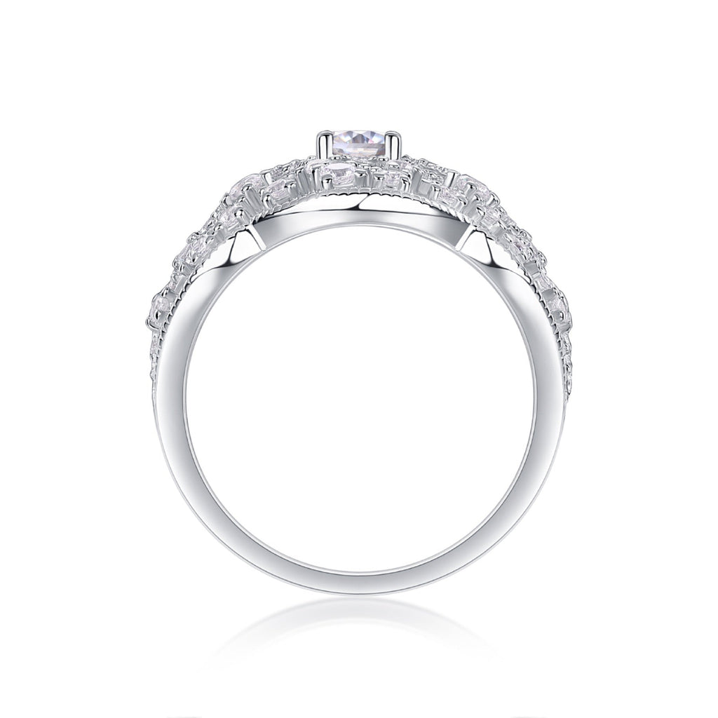 Waltz Oval-Cut Moissanite Halo Ring in Sterling Silver