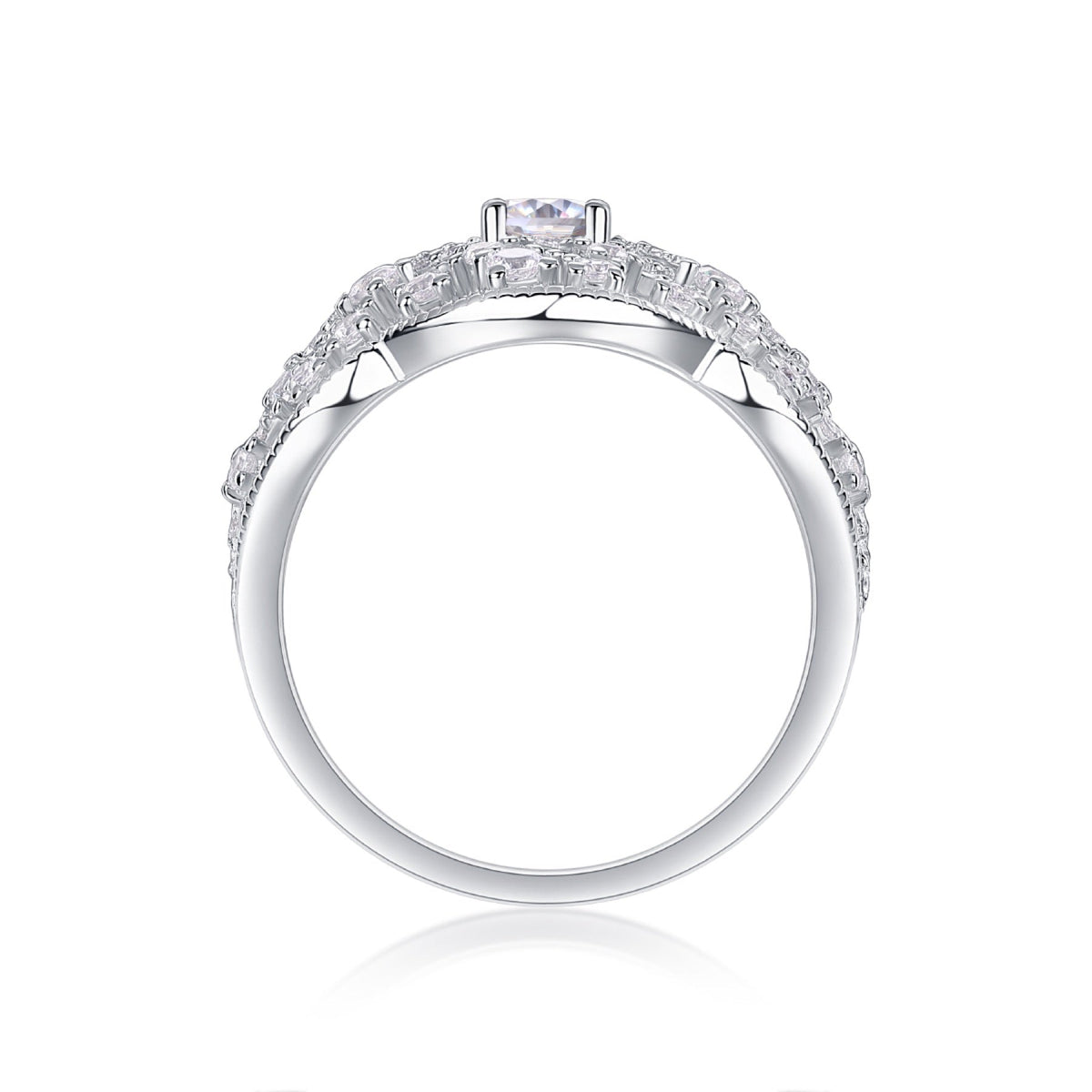 Waltz Oval-Cut Moissanite Halo Ring in Sterling Silver