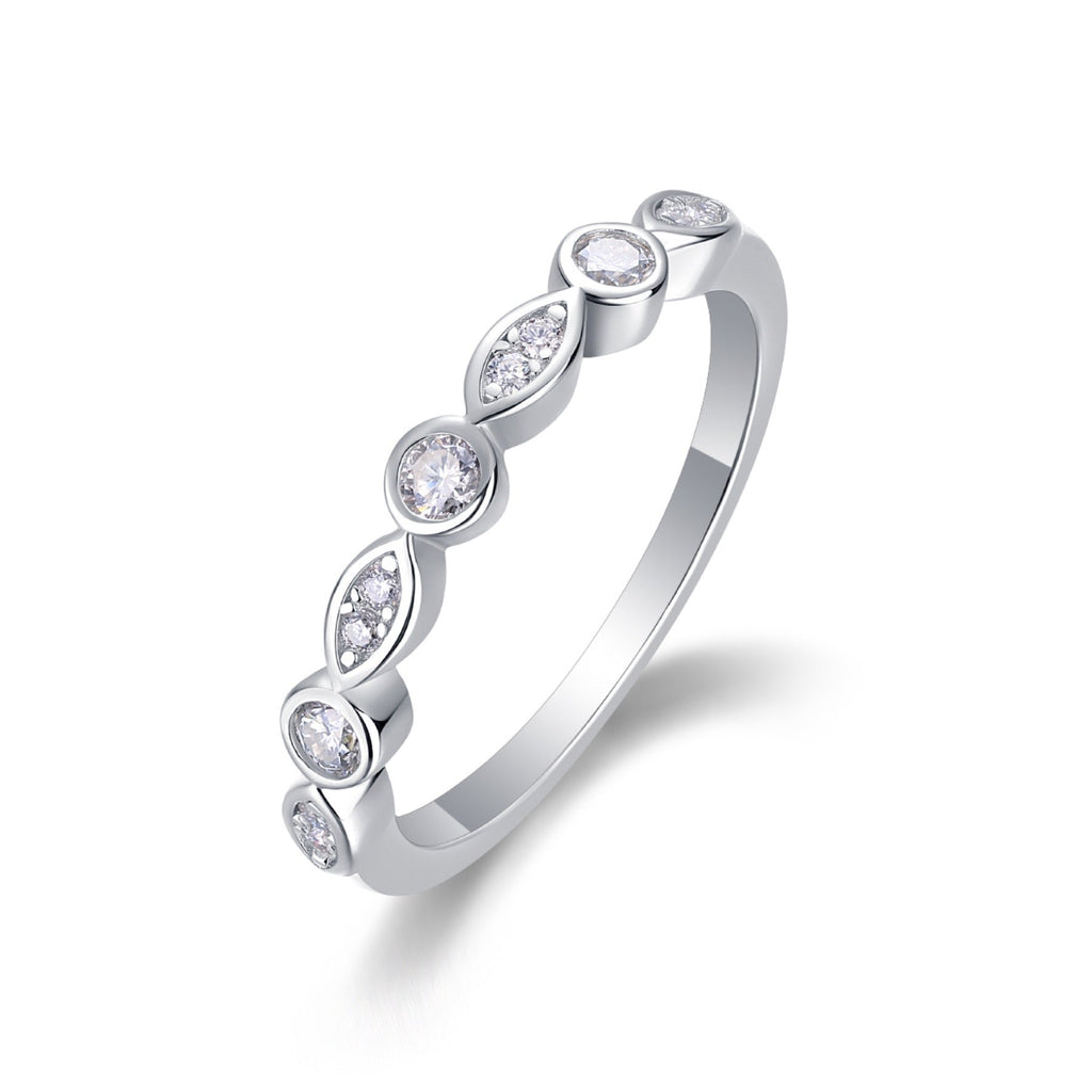 Malocchio Moissanite Eternity Band Ring in Sterling Silver