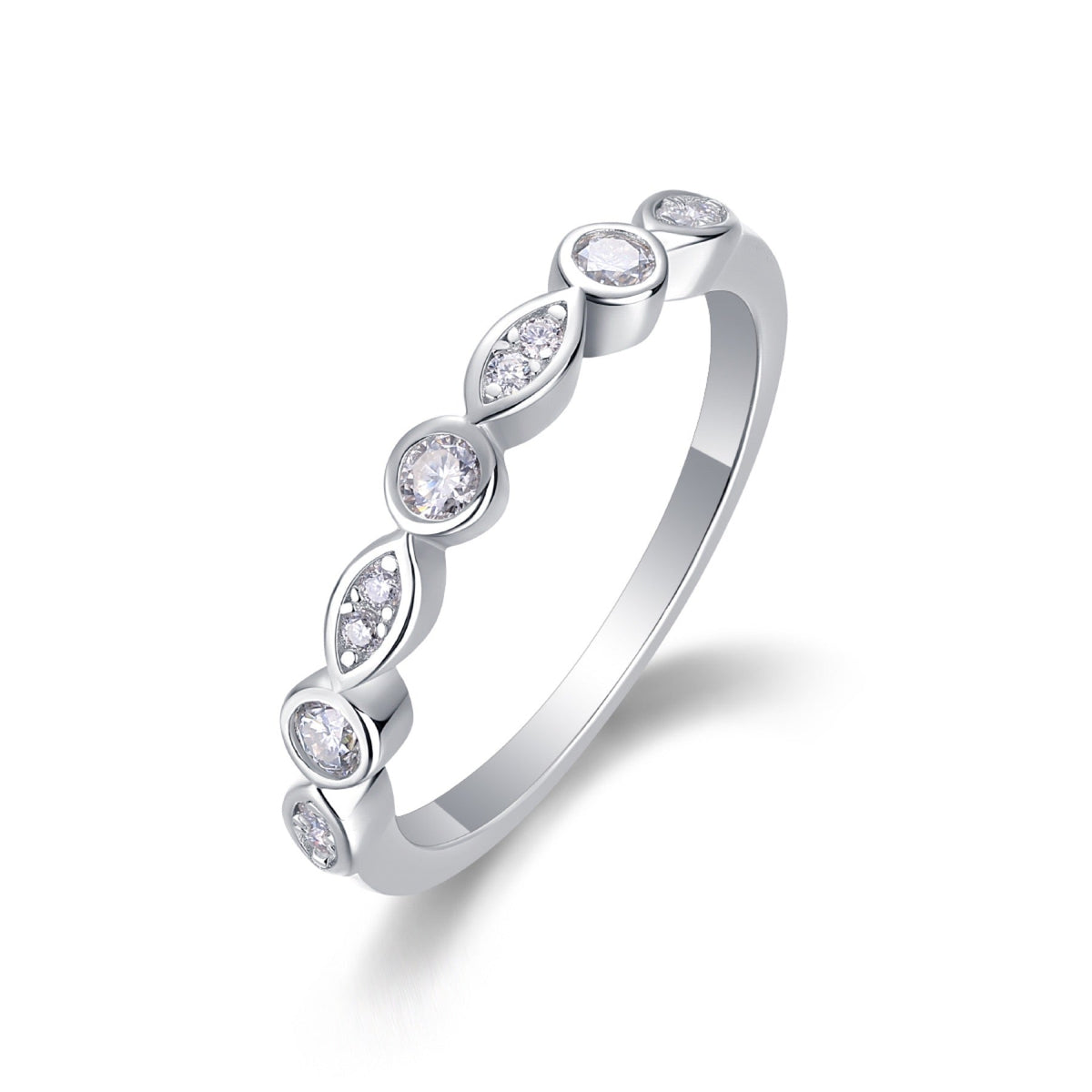 Malocchio Moissanite Eternity Band Ring in Sterling Silver
