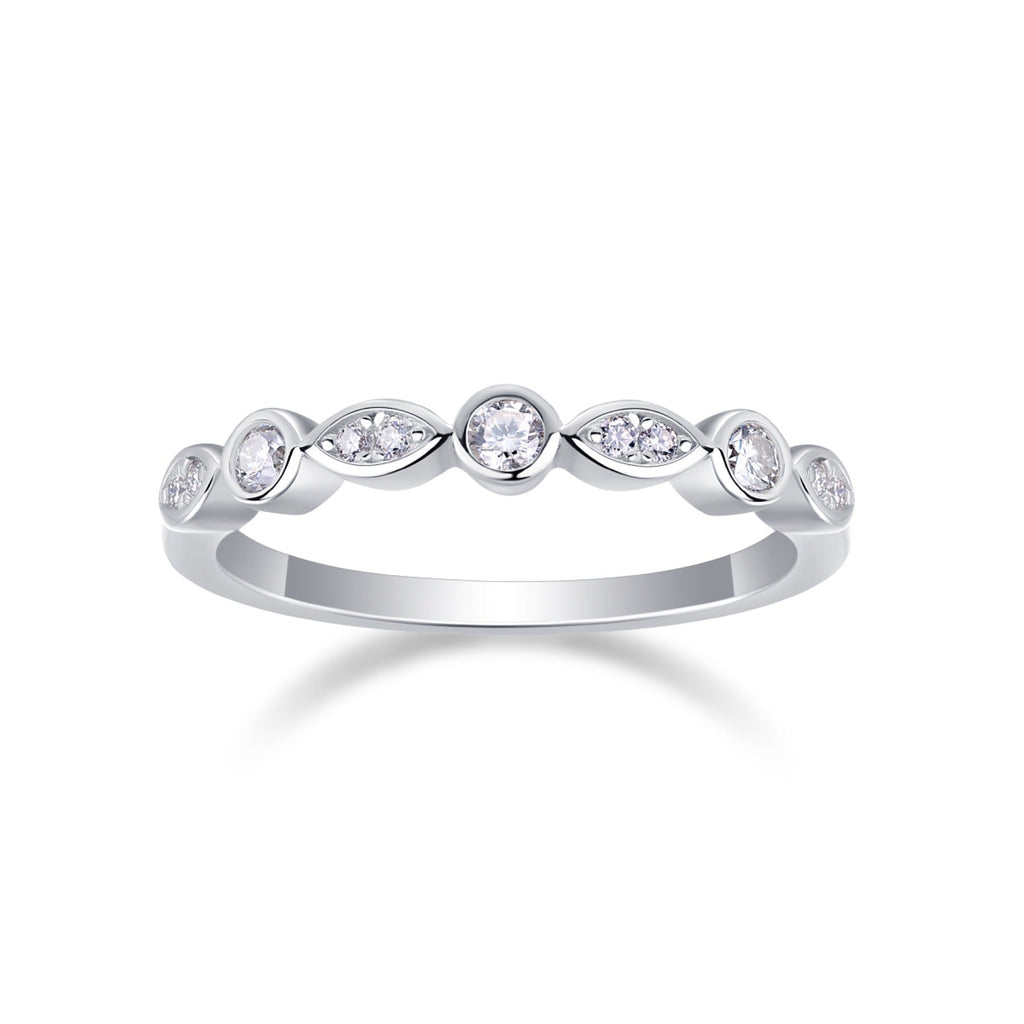 Malocchio Moissanite Eternity Band Ring in Sterling Silver