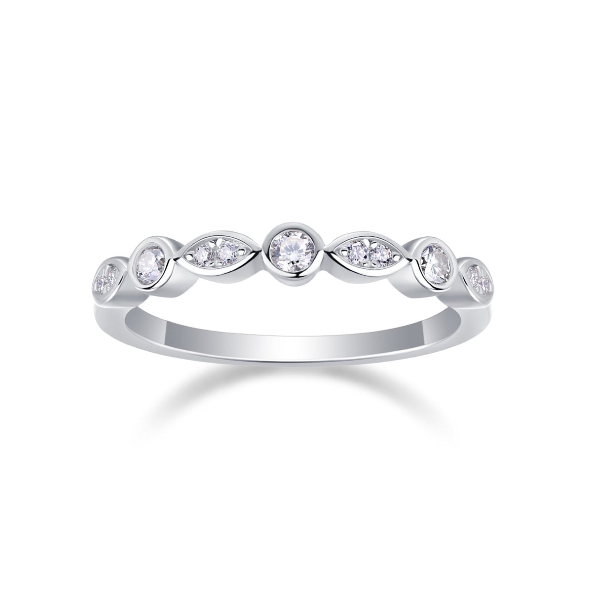 Malocchio Moissanite Eternity Band Ring in Sterling Silver