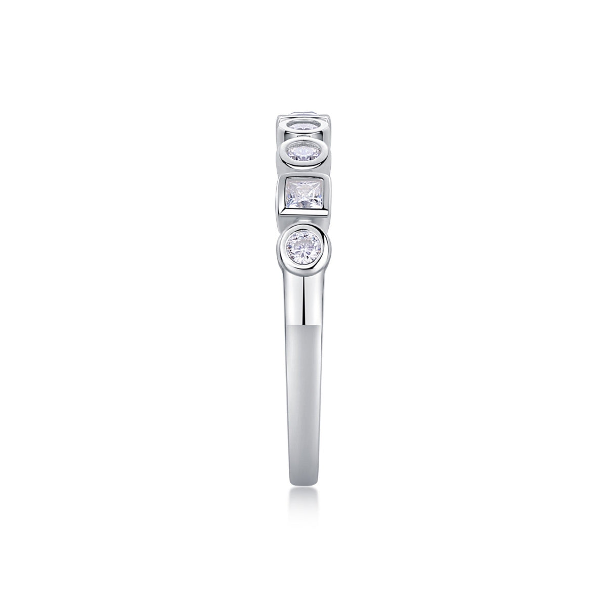 Alongside Moissanite Band Ring in Sterling Silver