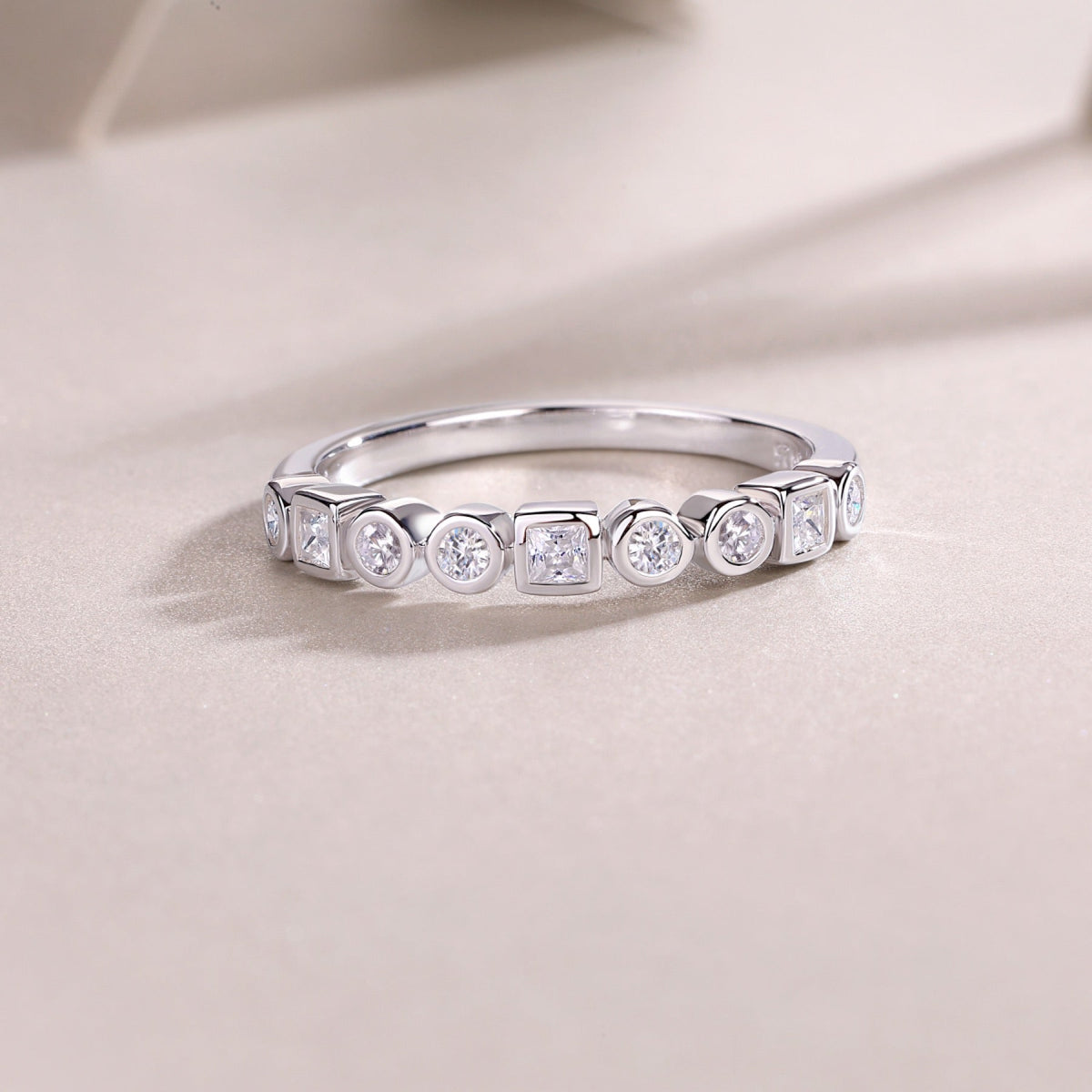 Alongside Moissanite Band Ring in Sterling Silver