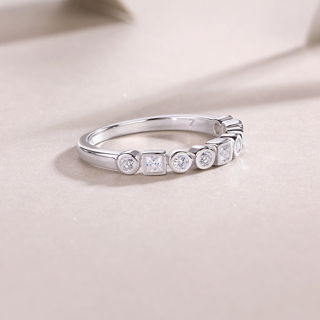 Alongside Moissanite Band Ring in Sterling Silver