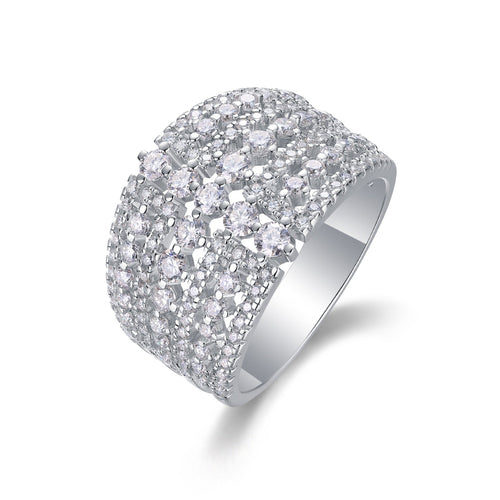 Ballet Moissanite Band Ring in Sterling Silver