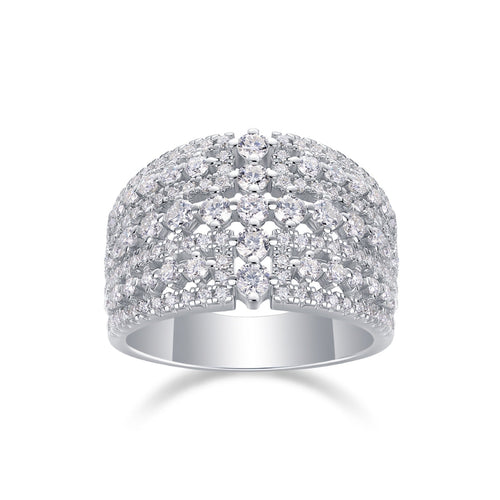Ballet Moissanite Band Ring in Sterling Silver