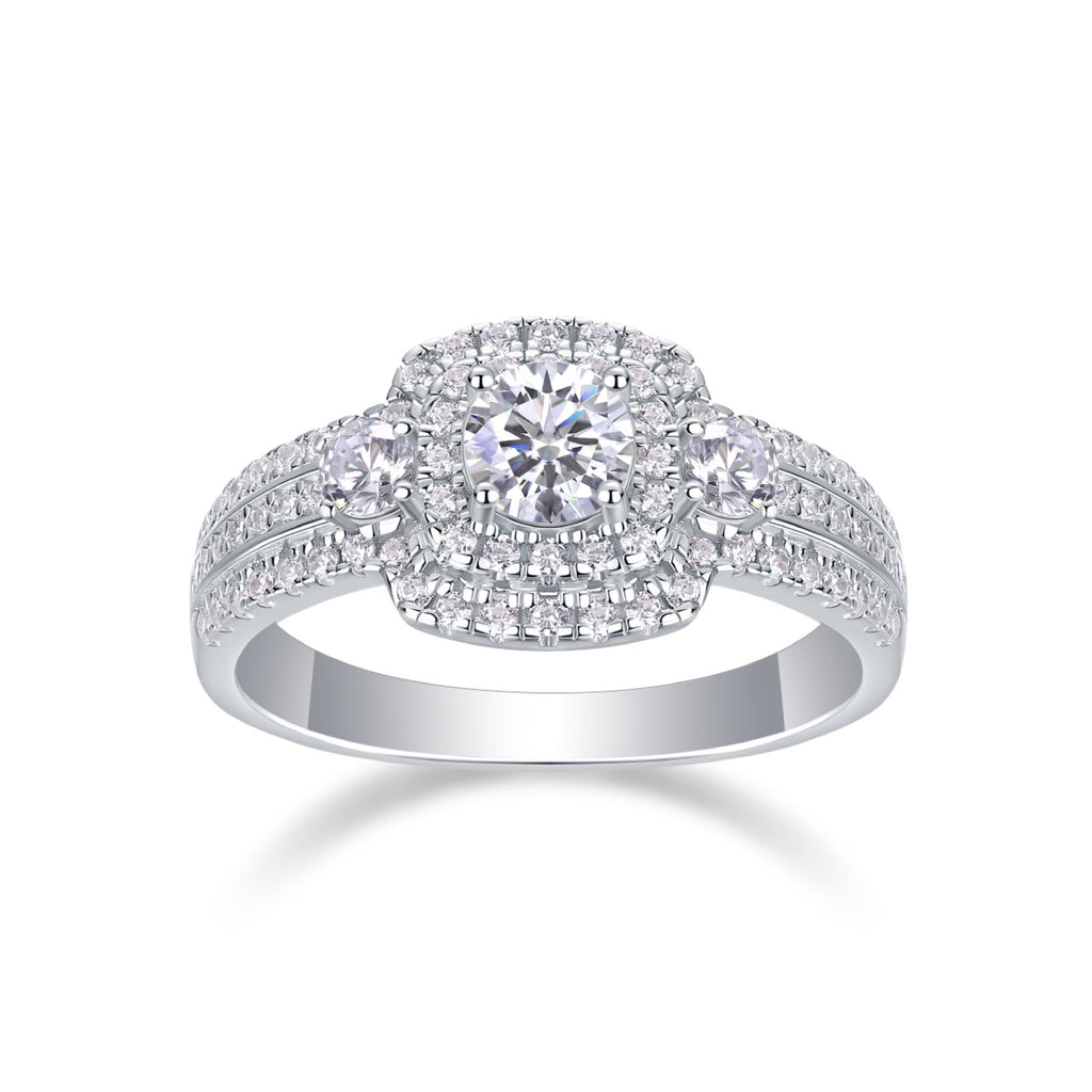 Gobi Moissanite Halo Ring in Sterling Silver