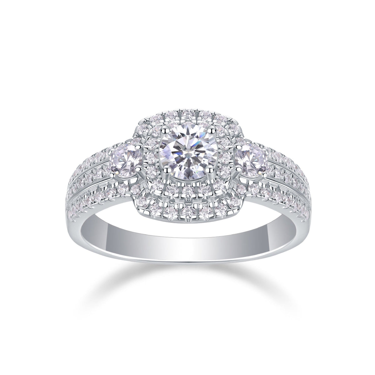 Gobi Moissanite Halo Ring in Sterling Silver