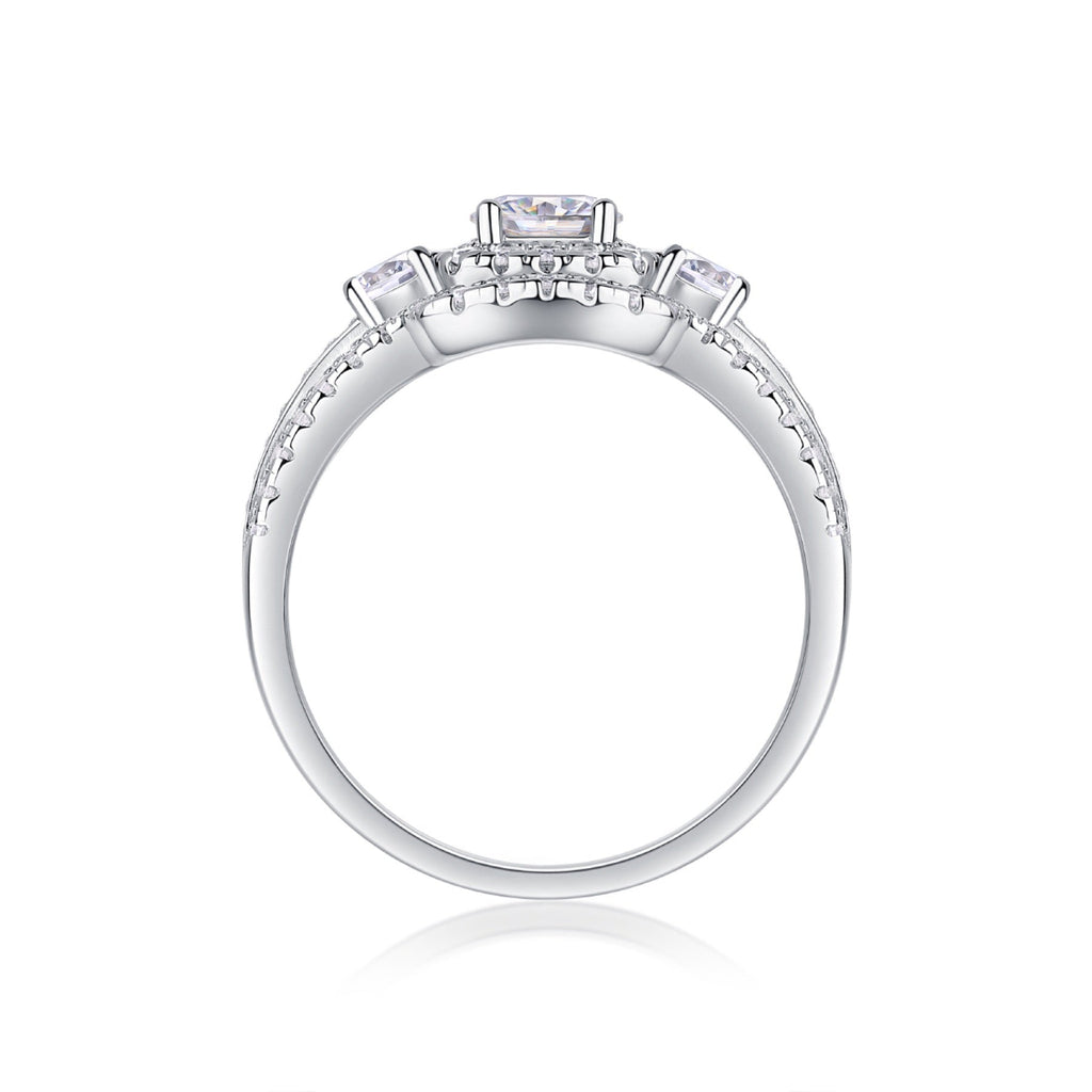 Gobi Moissanite Halo Ring in Sterling Silver