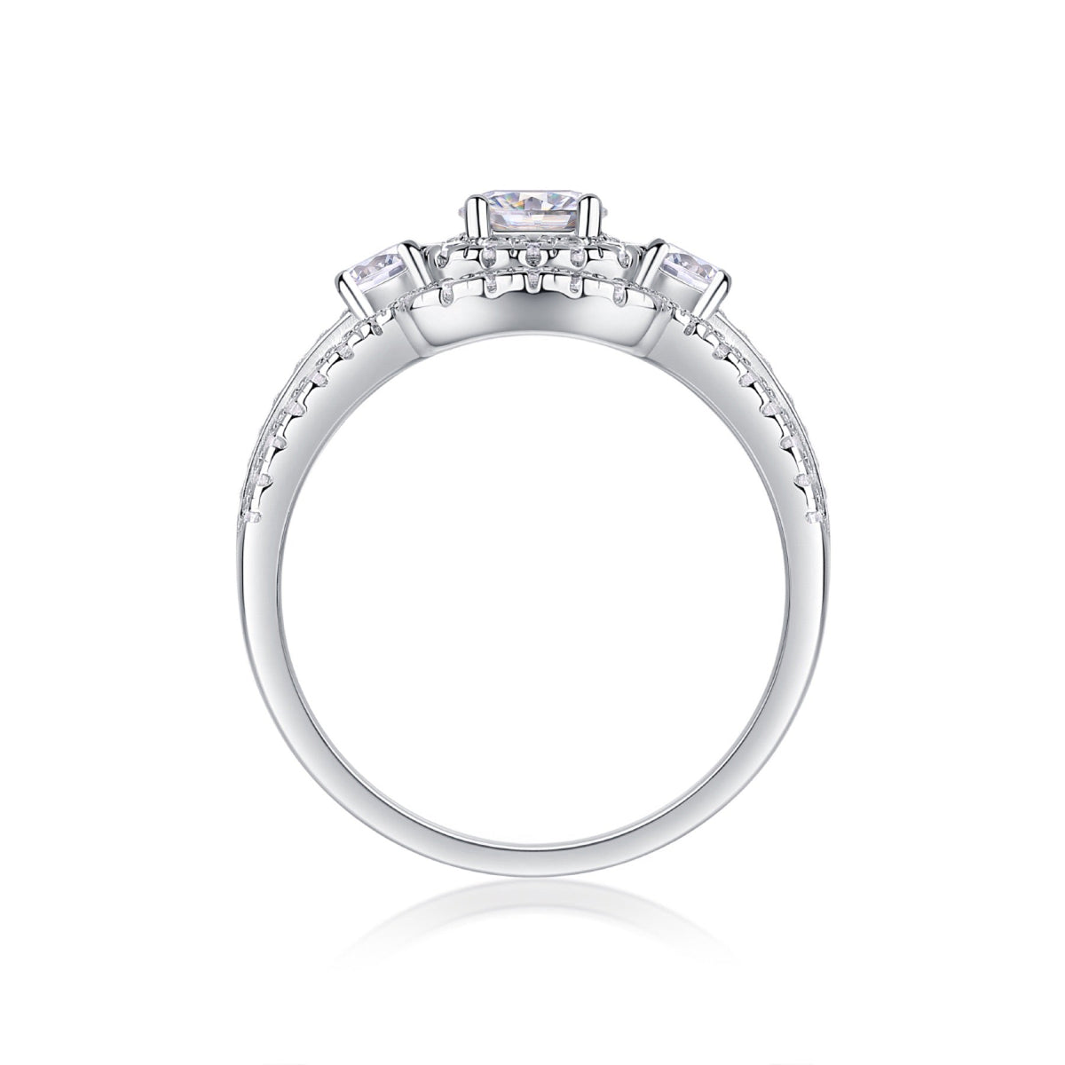 Gobi Moissanite Halo Ring in Sterling Silver