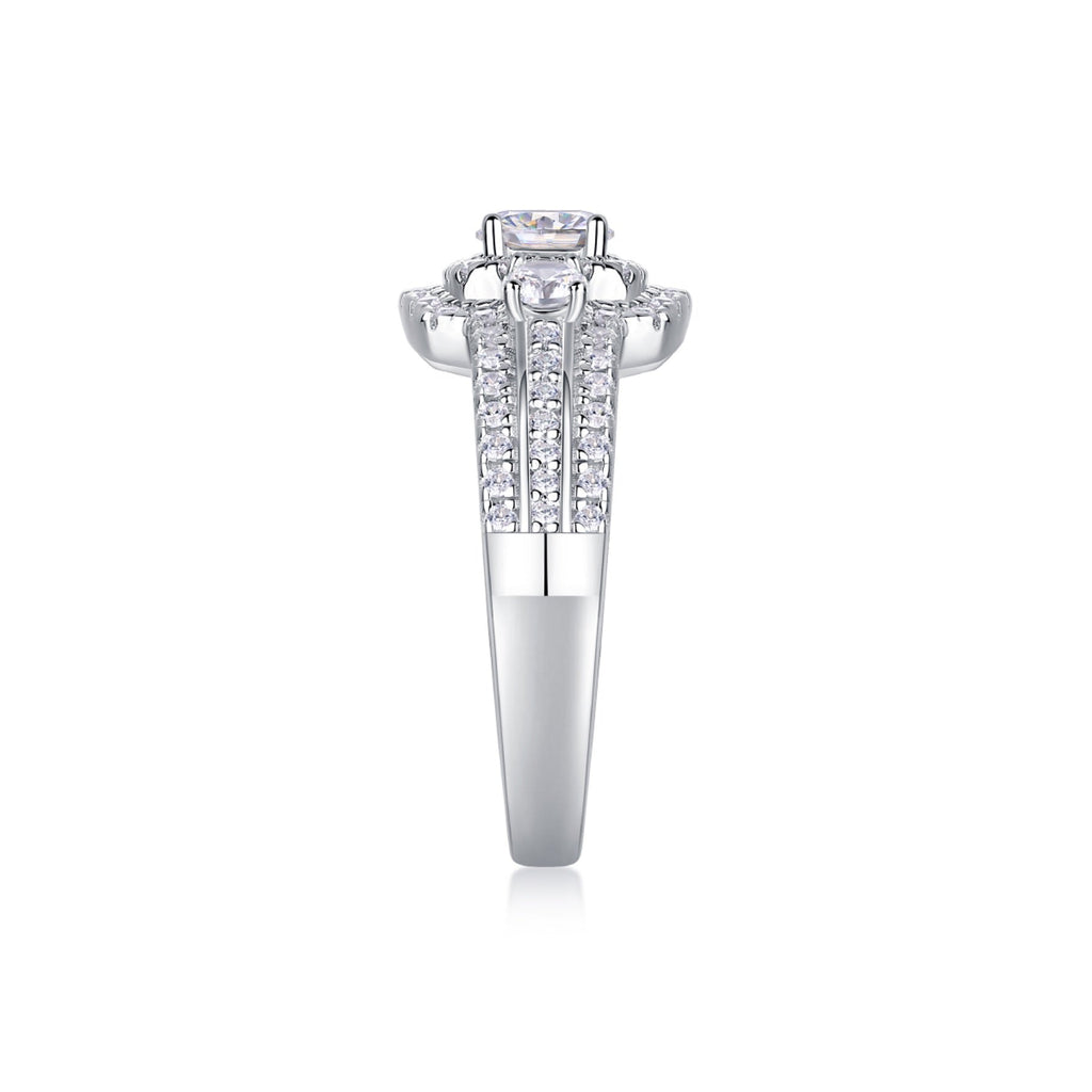 Gobi Moissanite Halo Ring in Sterling Silver