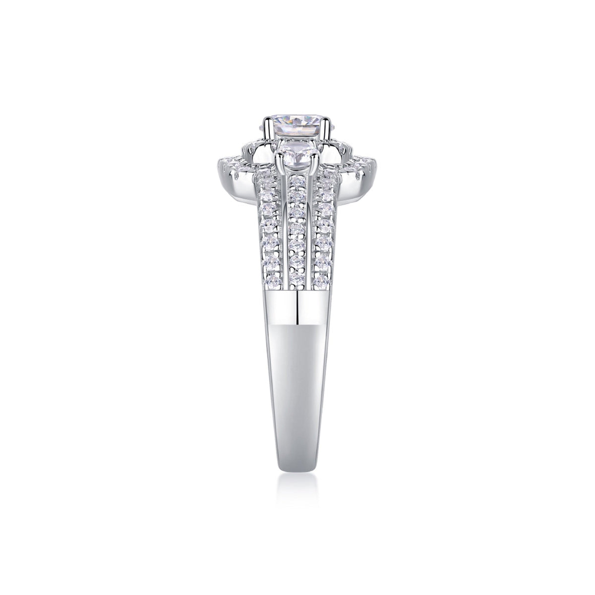 Gobi Moissanite Halo Ring in Sterling Silver
