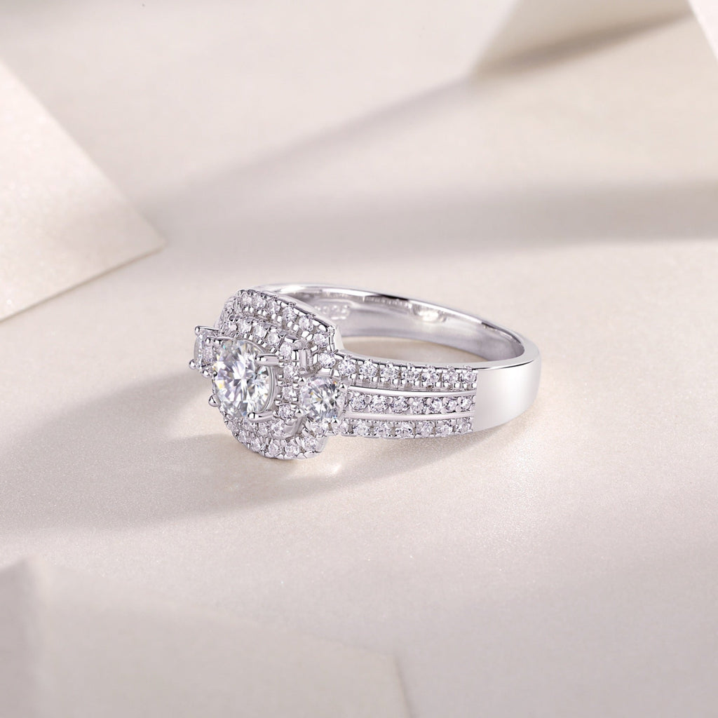 Gobi Moissanite Halo Ring in Sterling Silver