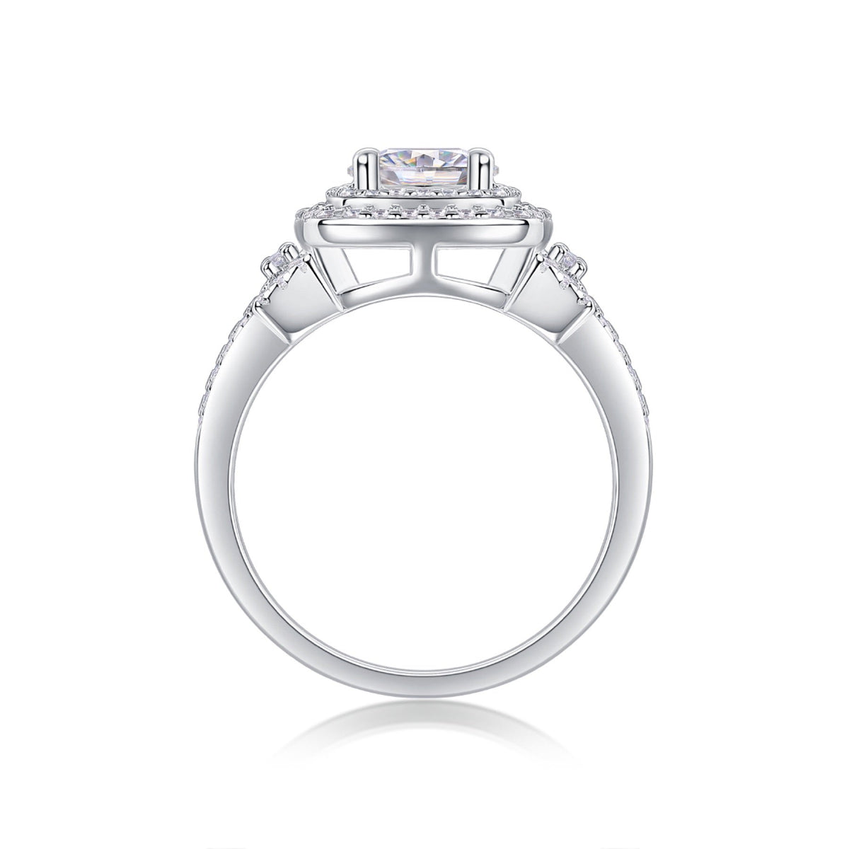 Molten Moissanite Halo Ring in Sterling Silver
