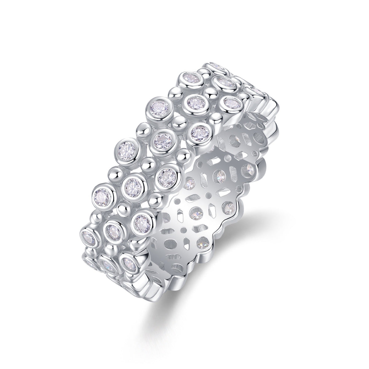 Starheart Moissanite Band Ring in Sterling Silver