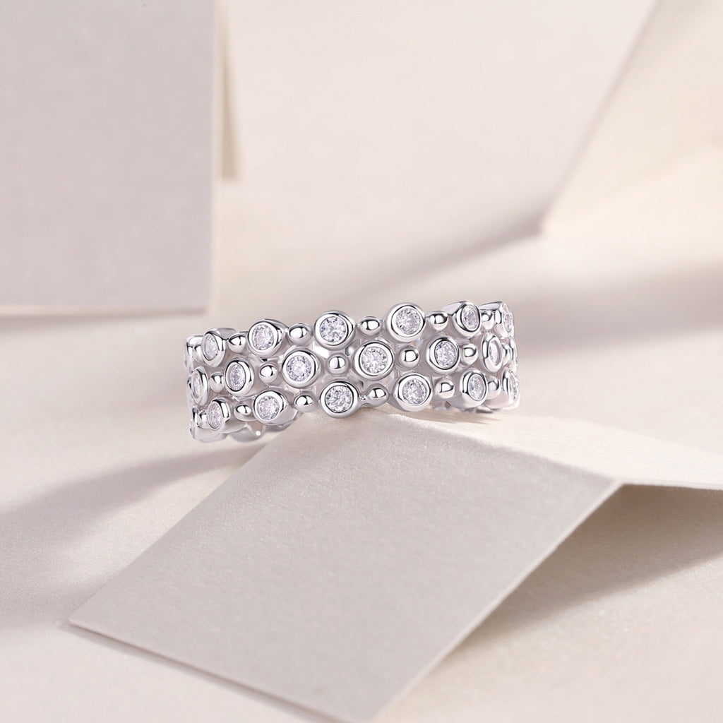 Starheart Moissanite Band Ring in Sterling Silver
