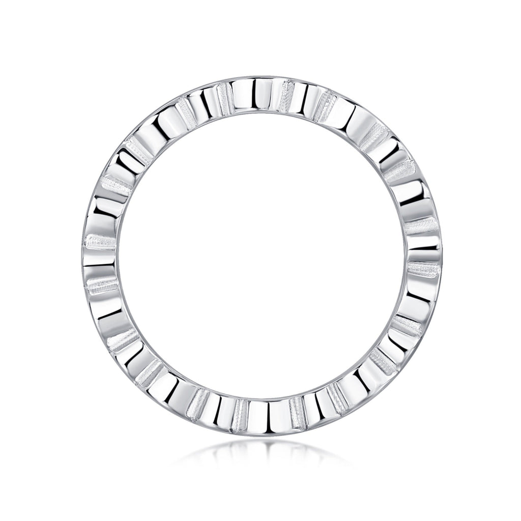 Brilliant Moissanite Eternity Band Ring in Sterling Silver