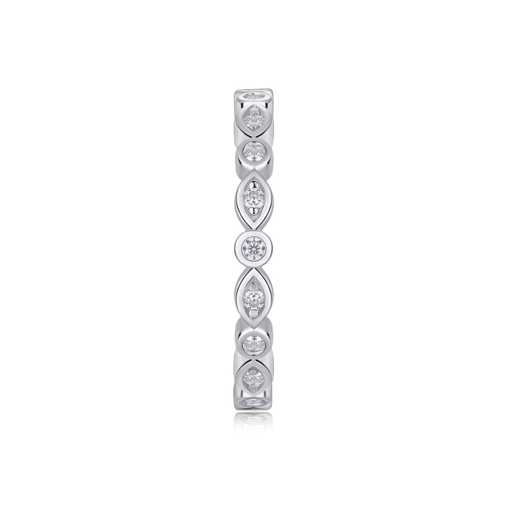 Brilliant Moissanite Eternity Band Ring in Sterling Silver