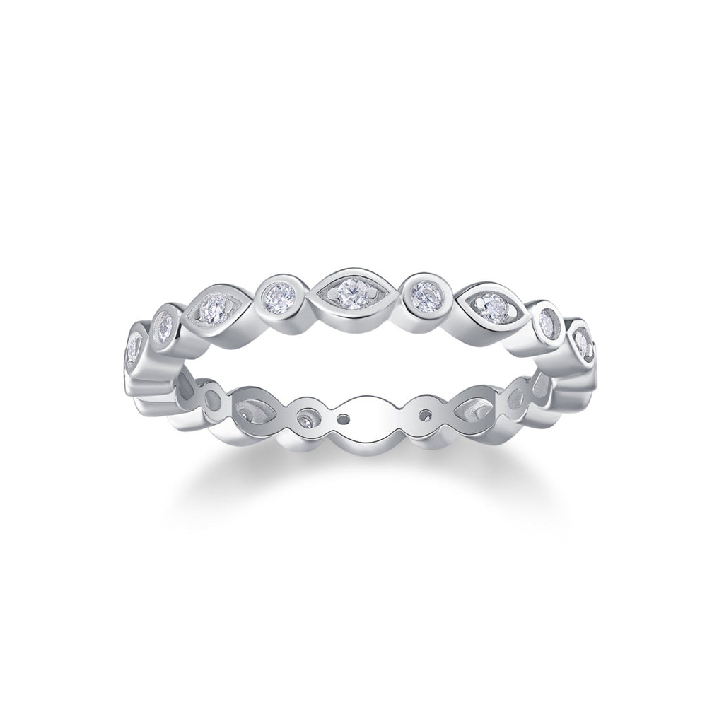 Brilliant Moissanite Eternity Band Ring in Sterling Silver
