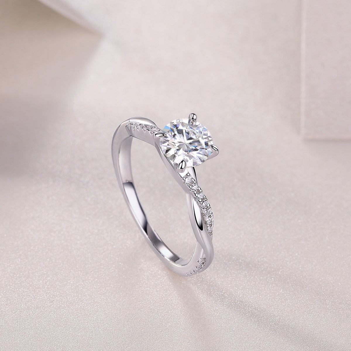 Homeward Moissanite Solitaire Ring in Sterling Silver