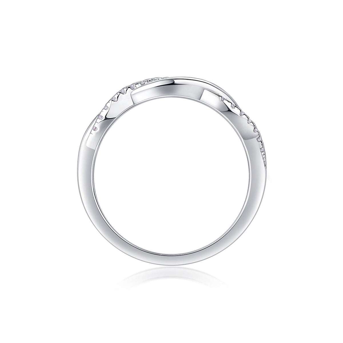 Twins Moissanite Band Ring in Sterling Silver
