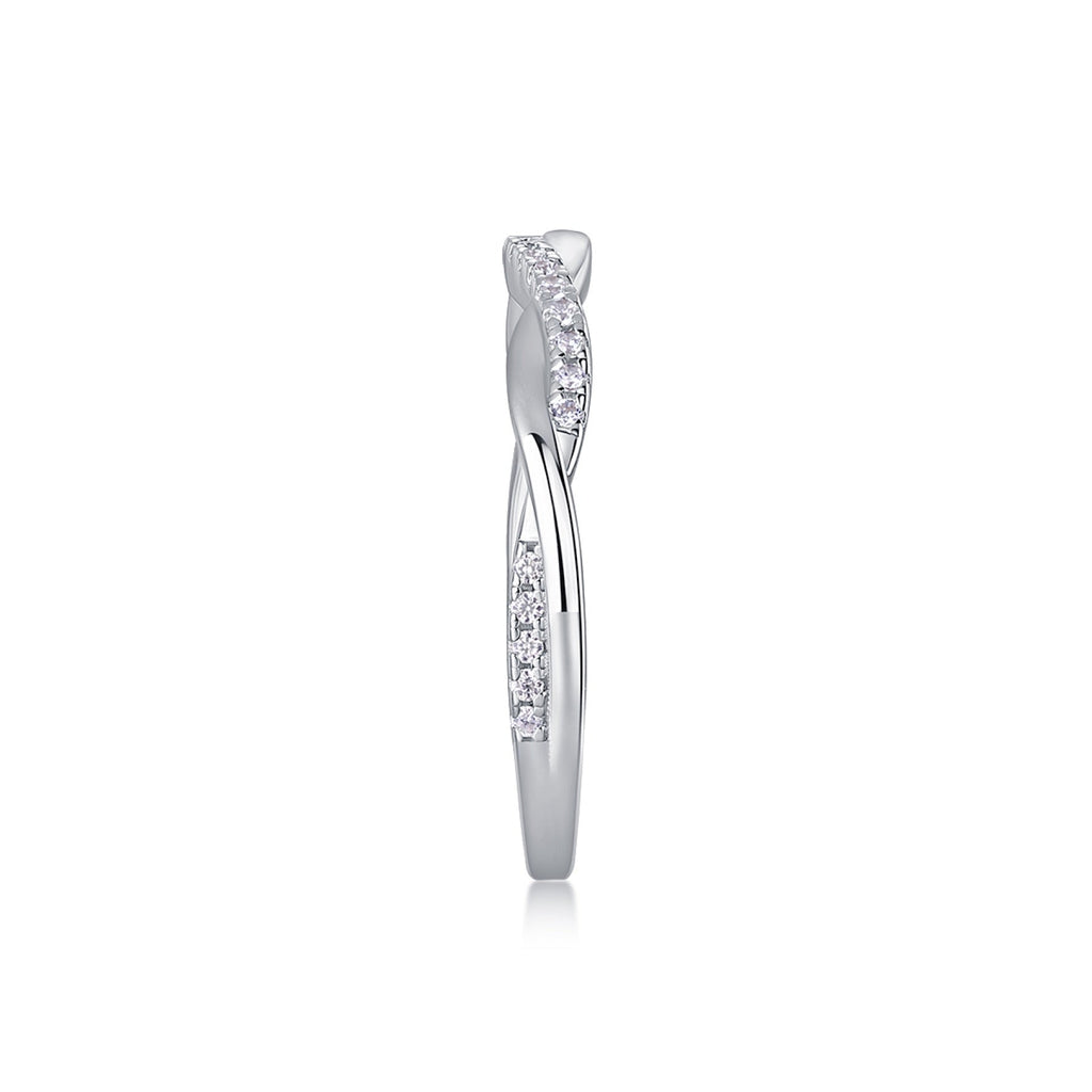 Twins Moissanite Band Ring in Sterling Silver