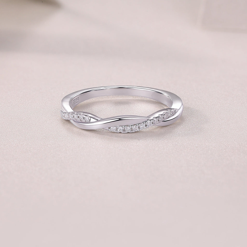 Twins Moissanite Band Ring in Sterling Silver