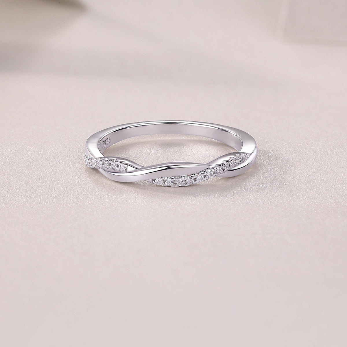 Twins Moissanite Band Ring in Sterling Silver