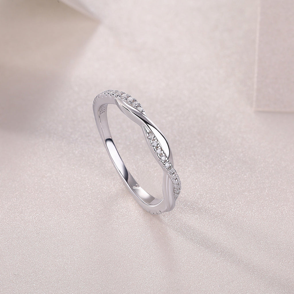 Twins Moissanite Band Ring in Sterling Silver