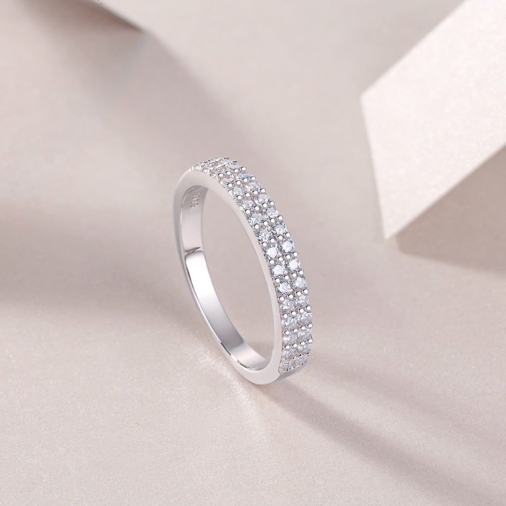 Dazzle Moissanite Band Ring in Sterling Silver