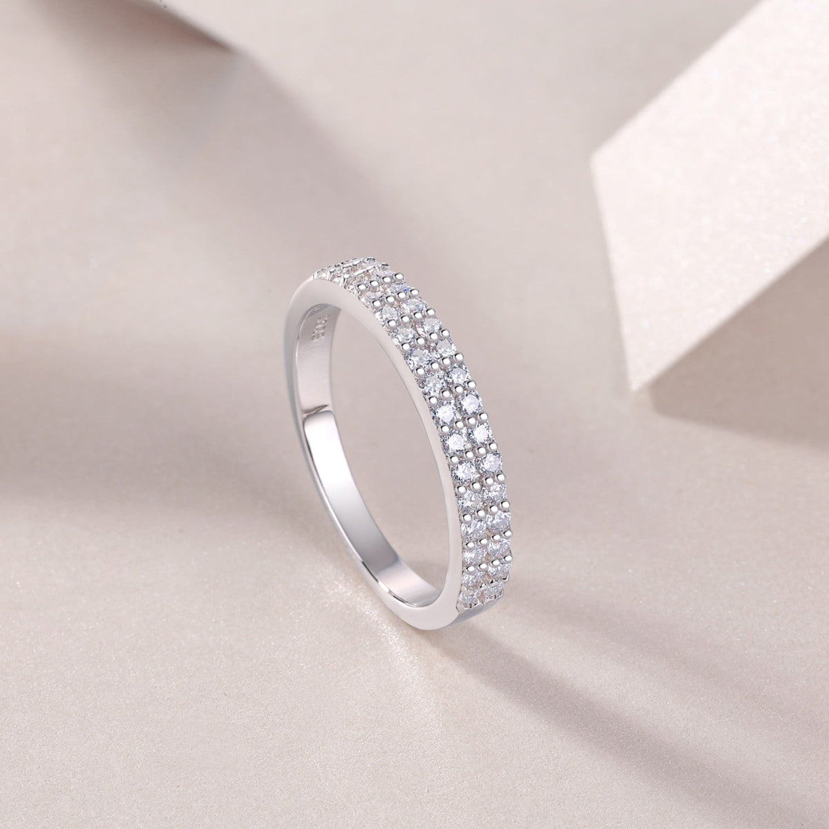 Dazzle Moissanite Band Ring in Sterling Silver
