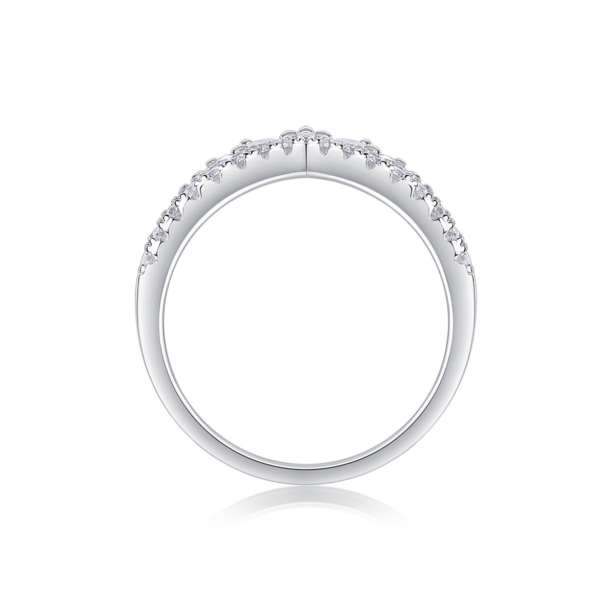 Victoria Moissanite Tiara Ring in Sterling Silver